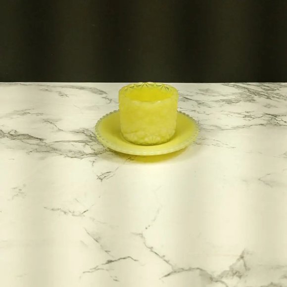 Degenhart Glass Ohio Salt Cellar Saucer Paperweight Trinket Vtg - Picture 10 of 11